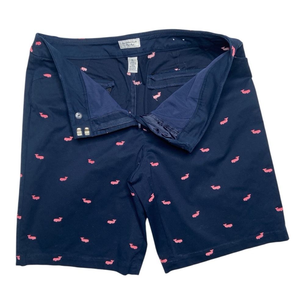 Charter Club Navy Chino Short With Pink Embroidered Whales Size 16 - Picture 3 of 5